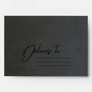BLACK GREY BROWN VELVET GOLD BRUSH STROKE ADDRESS ENVELOPE