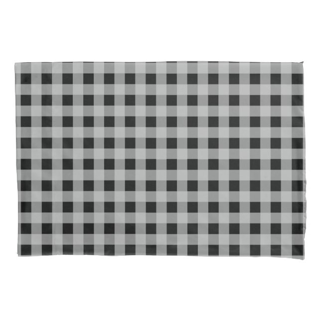 Black Grey Buffalo Plaid Modern Decor Pillowcase (Front)