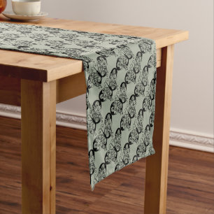 Black & Grey Butterfly Short Table Runner