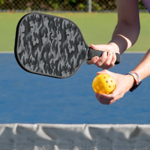 Black & Grey Camo Case Dark Camouflage Pattern Pickleball Paddle