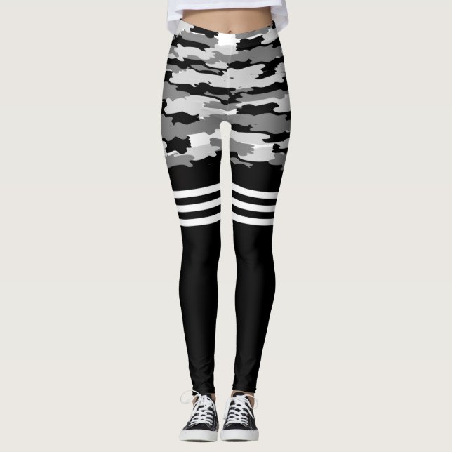 Black Grey camouflage Leggings (Front)