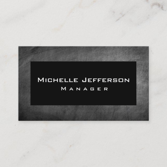 Black Grey Chalkboard Manager Business Card (Front)