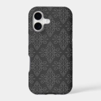 Black Grey Charcoal Damask Pattern