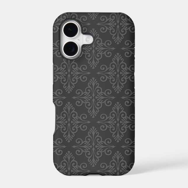 Black Grey Charcoal Damask Pattern (Back)