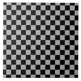 Black + Grey Check Chequered Chequerboard Pattern Tile