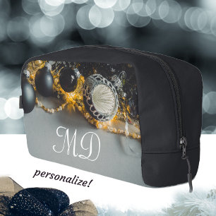 Black Grey Christmas Ornaments with Garlands Dopp Kit