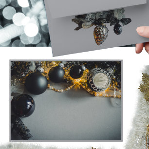 Black Grey Christmas Ornaments with Garlands Envelope