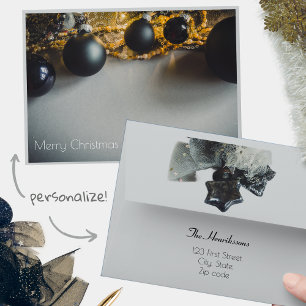 Black Grey Christmas Ornaments with Garlands Envelope
