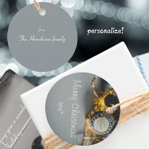 Black Grey Christmas Ornaments with Garlands Favour Tags