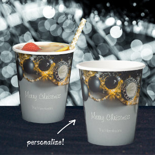 Black Grey Christmas Ornaments with Garlands Paper Cups