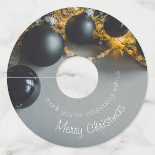 Black Grey Christmas Ornaments with Garlands Wine Glass Tag