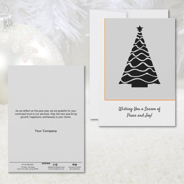 Black & Grey Christmas Tree Business Holiday Card (Black & Gray Christmas Tree Business Holiday Card)