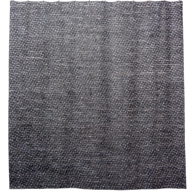 black grey cloth shower curtain (Front)