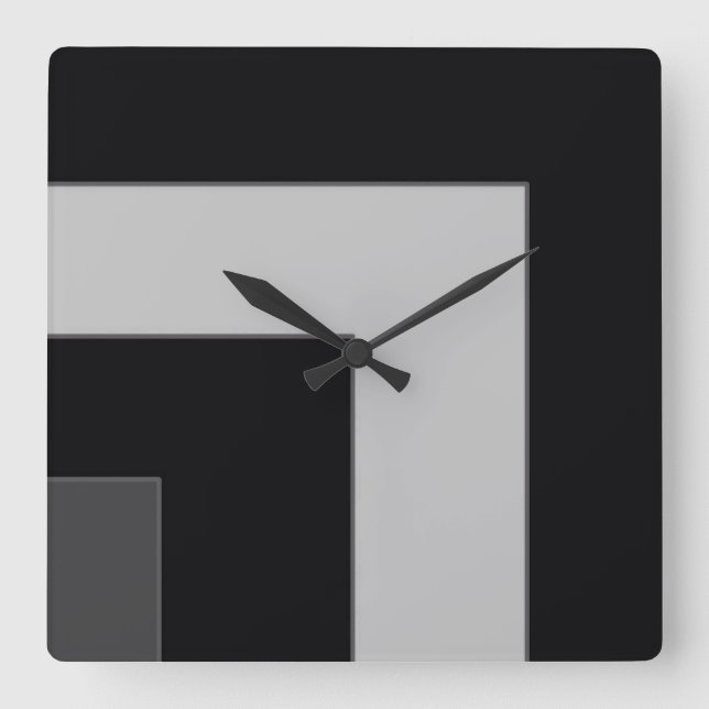 Black/Grey Colour Corner (MB) Square Wall Clock (Front)