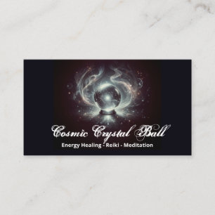 Black grey Crystal ball Energy Reiki Meditation Business Card