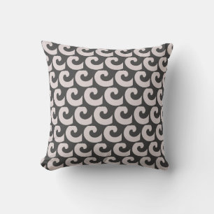 Black Grey Curl Spiral Minimalistic Cushion