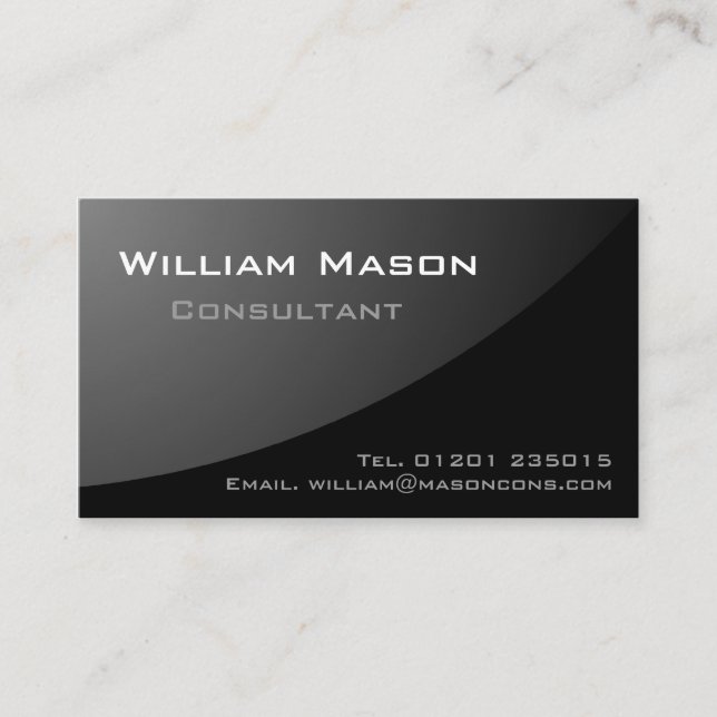Black Grey Curved - Professional Business Card (Front)