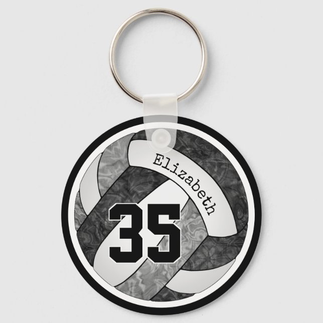black grey custom girls volleyball team colours key ring (Front)