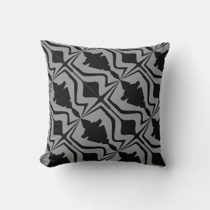 Black Grey Diagonal Sound Wave Design Large Tiles Cushion