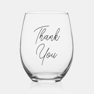 Black Grey Elegant Business Thank You  Stemless Wine Glass