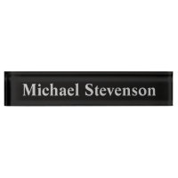 Black Grey Elegant Modern Business Desk Nameplate
