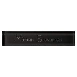 Black Grey Elegant Modern Business Nameplate