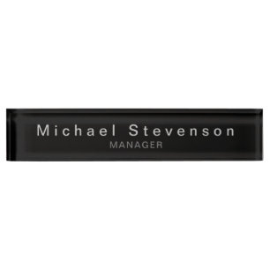 Black Grey Elegant Modern Nameplate