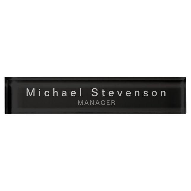 Black Grey Elegant Modern Nameplate (Front)