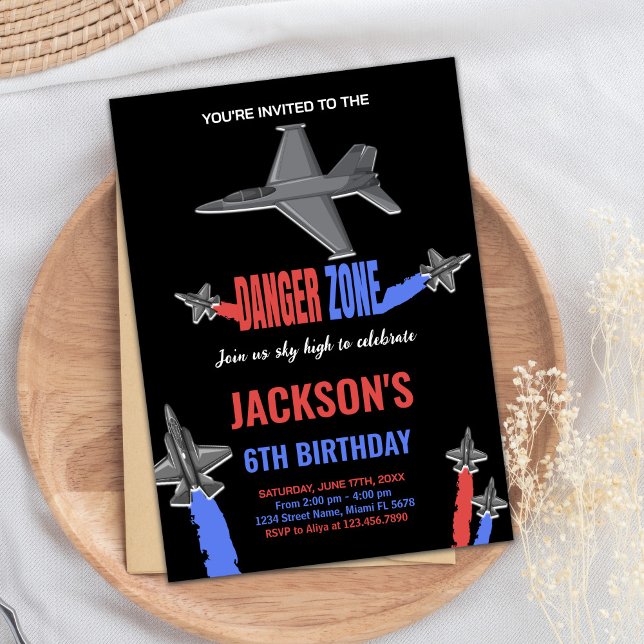 Black Grey Fighter Jet Birthday Invitations (Black Gray Fighter Jet Birthday Invitations)
