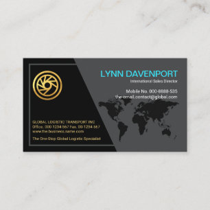 Black Grey Frame Global CEO Business Card