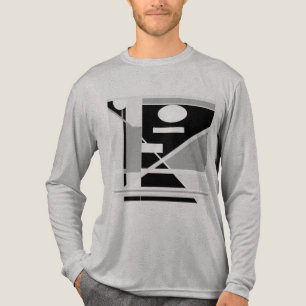 Black Grey Geometric MCM-inspired Abstract Art Tri-Blend Shirt