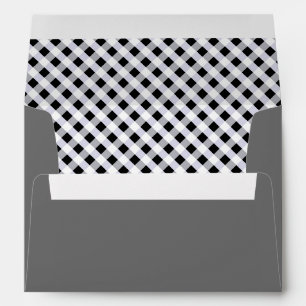Black Grey Gingham Plaid Lined Envelope