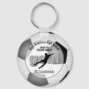 black grey girls soccer goal team spirit sports key ring