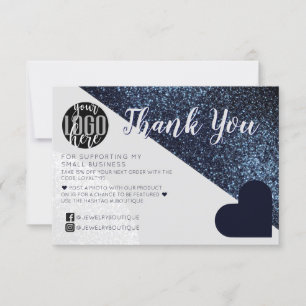 Black Grey Glitter Geo Logo Customer Thank You
