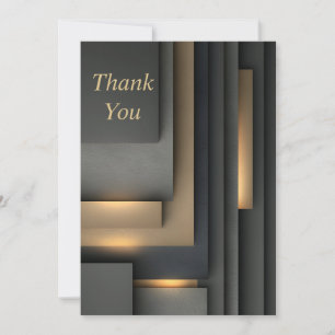 Black, Grey & Gold Geometric Thank You Card