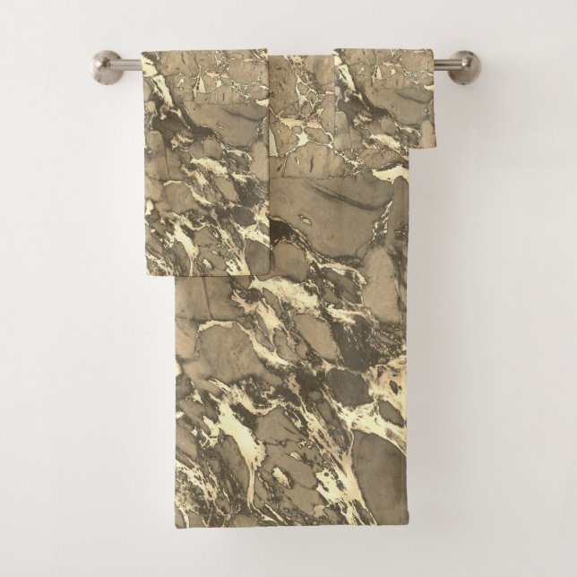 Black, Grey & Gold Marble Bath Towel Set (Insitu)