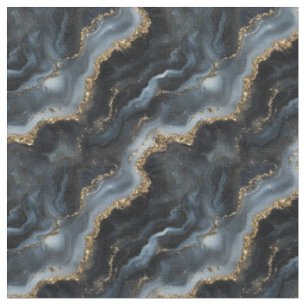 Black, Grey & Gold Marble Fabric