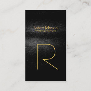 Black Grey Gold Monogram Business Card