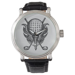 Black/Grey Golf Ball Clubs Tee Golfing Watch