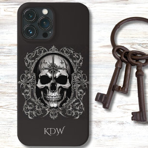Black & Grey Gothic Skull Monogram iPhone 13 Pro Max Case