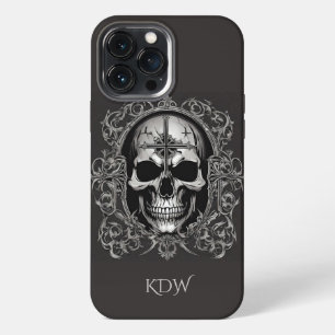 Black & Grey Gothic Skull Monogram iPhone 13 Pro Max Case