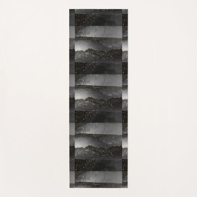 Black grey gradient cosmic star space yoga mat (Front)