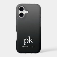 Black Grey Gradient Simple Monogram Initials