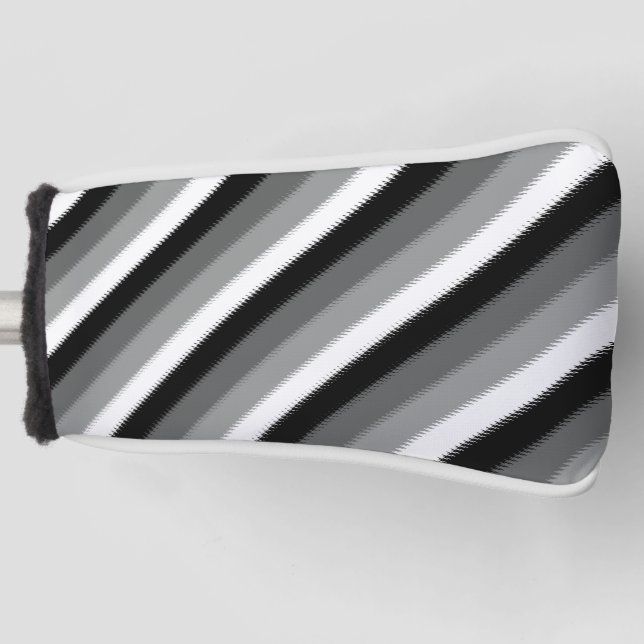 Black Grey Grey Ash white Stripe Golf Head Cover (Front)