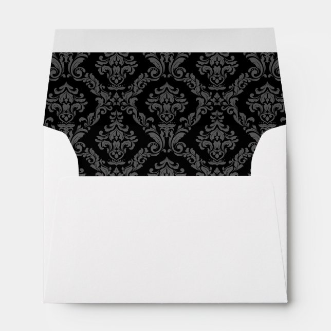 Black Grey Grey Damask Wedding Envelopes (Back (Bottom))