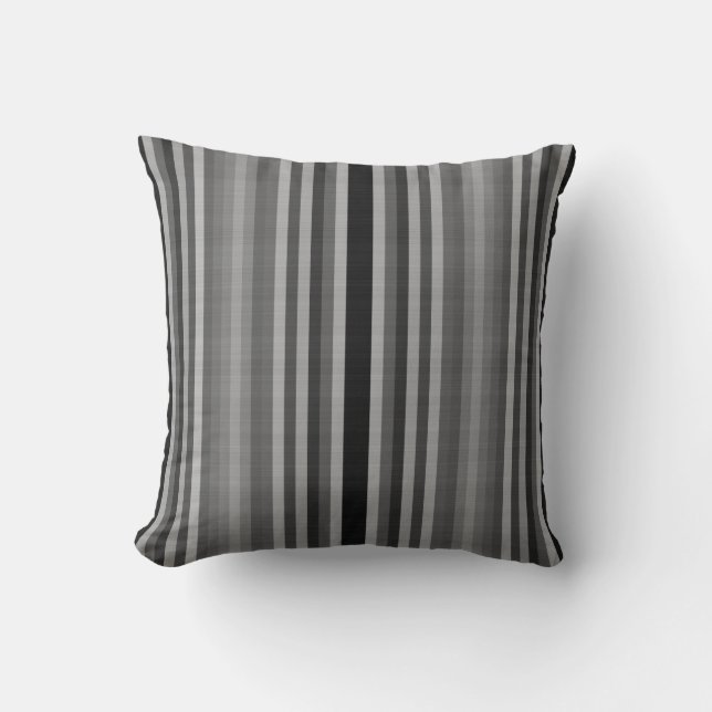 Black Grey Grey Stripes Cushion (Front)
