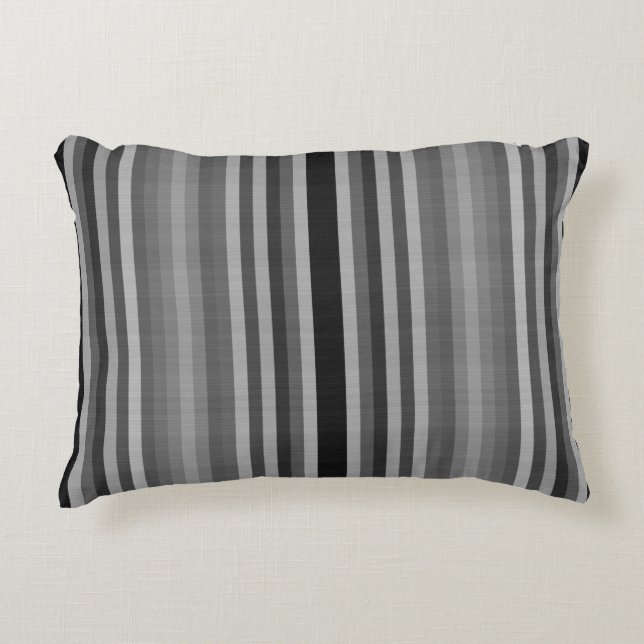 Black Grey Grey Stripes Decorative Cushion (Front)