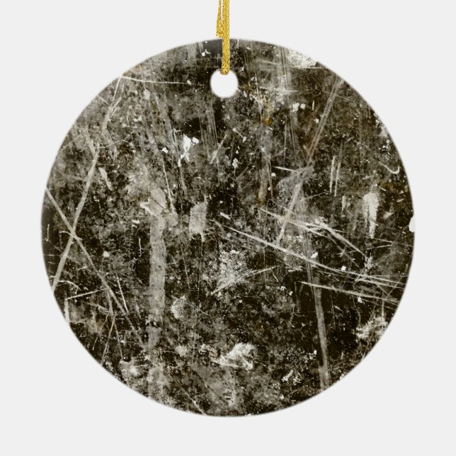 Black grey grunge digital graphic art design ceramic tree decoration (Back)