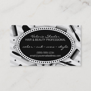 Black & Grey Hair & Beauty Appointment Card