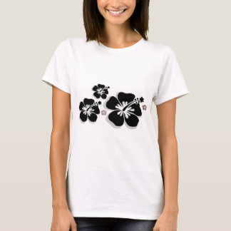 Black grey Hibiscus T-Shirt